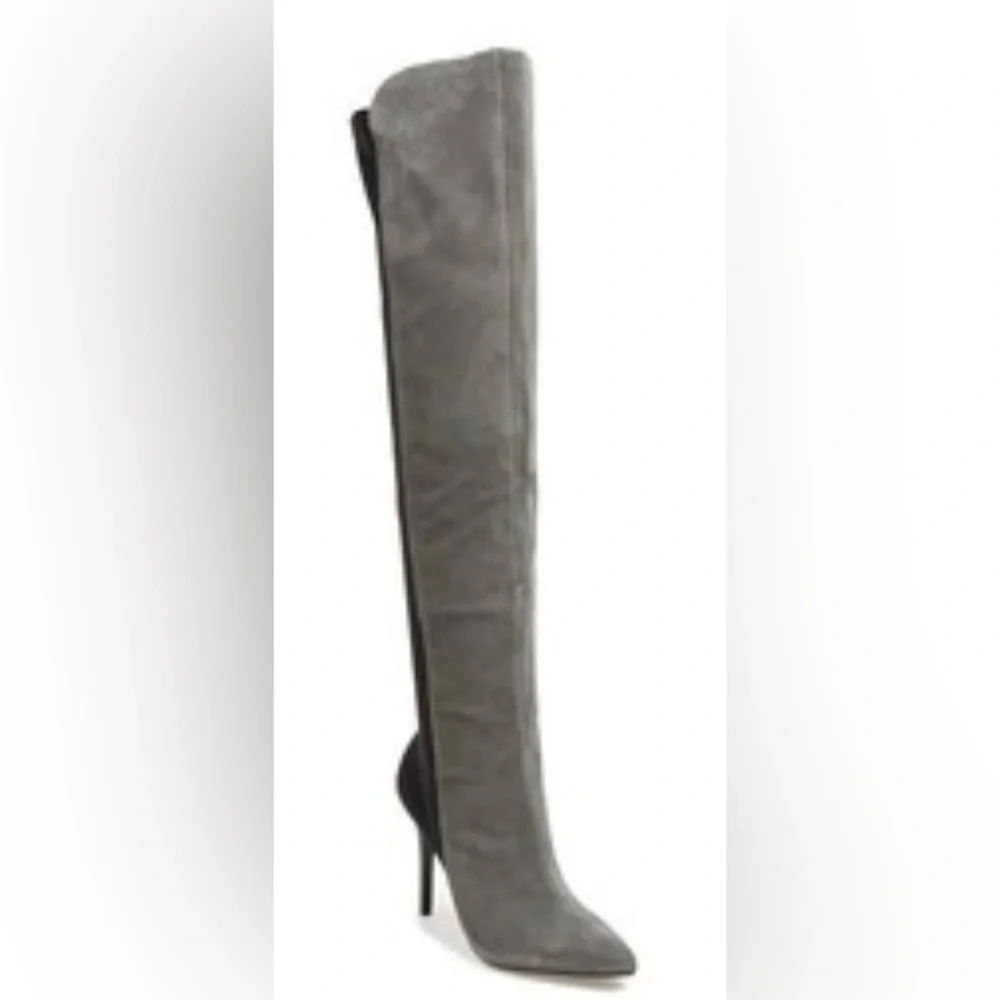 Charles David | Grey Suede & Black‎ Neoprene Over-the-Knee Boots, 8